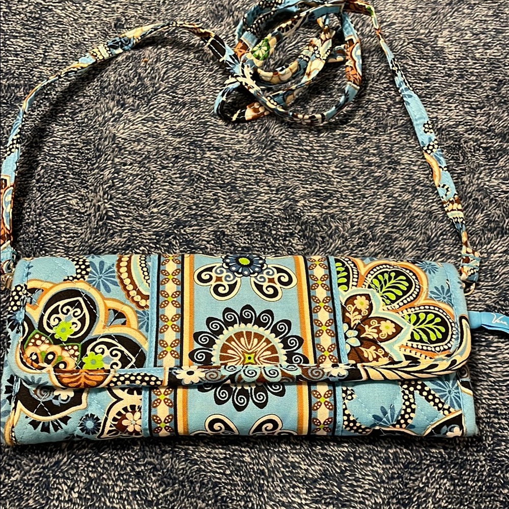 Vera Bradley Floral Blue and Brown Clutch